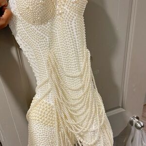 Custom made pearl dress with mesh finish✨
